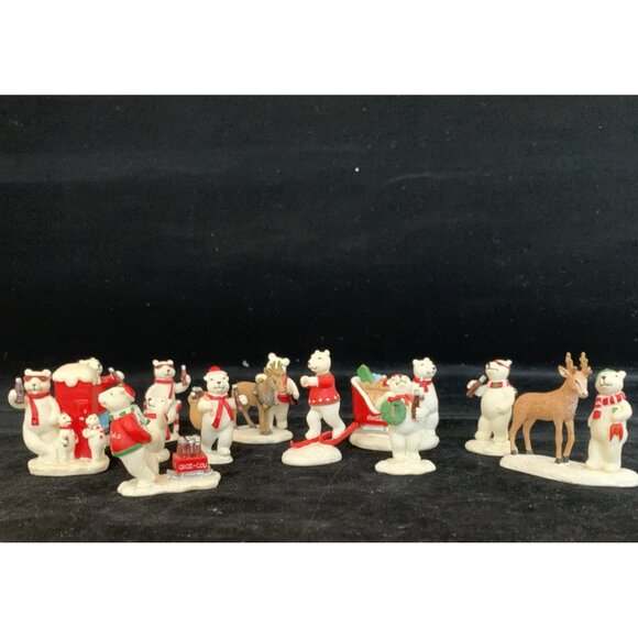 Lot of 12 Coca-Cola Hawthorne Village Figurines Polar Bears 2002 Miniature Vtg - Picture 4 of 11